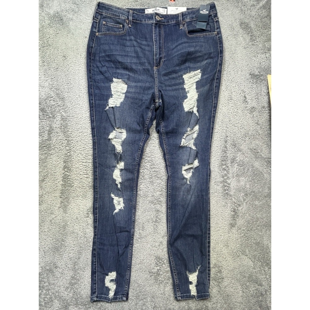 Hollister Jeans‎ 17L Curvy Ultra High Rise Super Skinny Distressed Stretch NEW